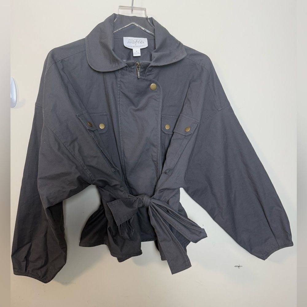 Anthropologie x Mare Mare Puff-Sleeved Belted Utility Jacket Dark Gray size M